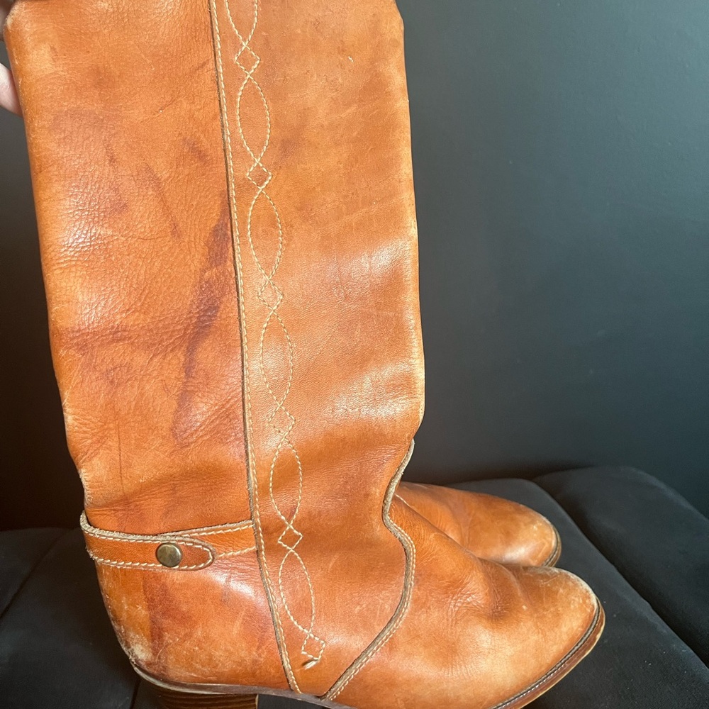 VTG. Bootlegger Brown Leather Tall Boots